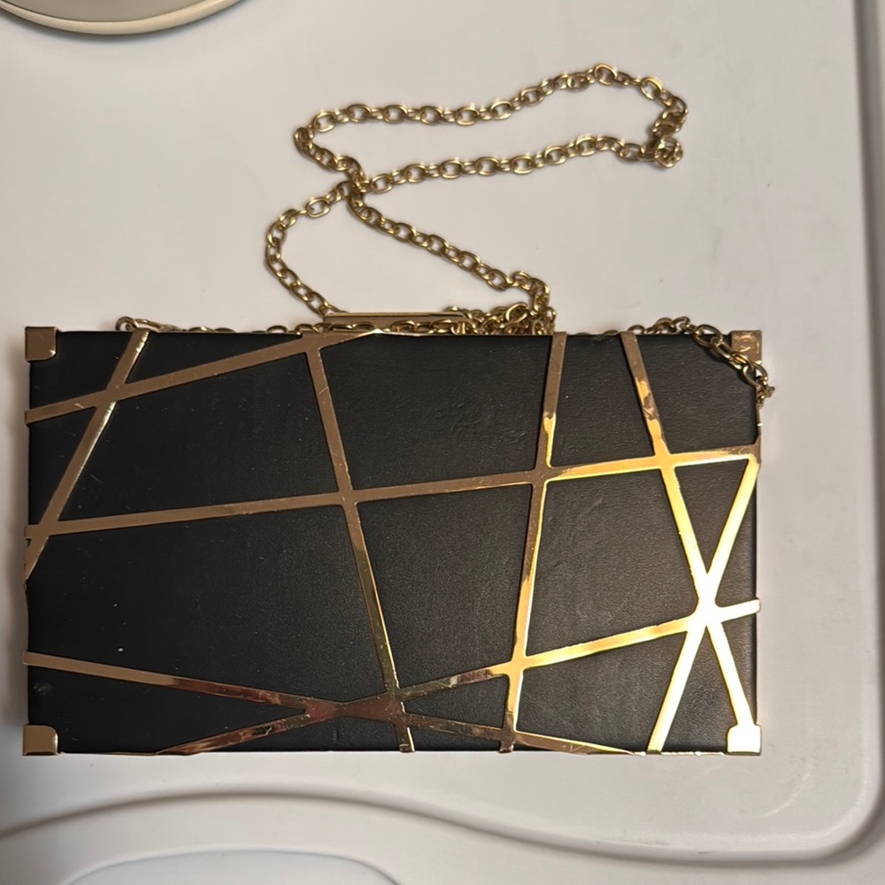 Black and Gold Geometric Women's Clutch